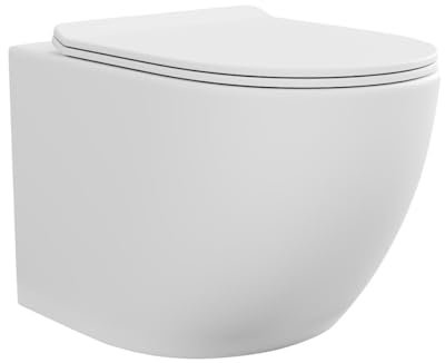 Vente-unique-Inodoro flotante de cerámica en blanco mate sin brida - JAVOINE