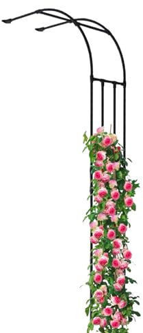 Garten-Spalier mit Halbbogen, schwarzes Metallgestell, Deko-Ständer, Spalier für Laube, Rosenranken, Kletterpflanze, Terrassenregal für den Außenbereich, Hinterhof, Party, Hochzeitsrahmen(300CMx40CMx2