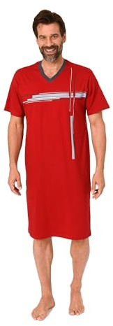 Normann Herren Kurzarm Nachthemd mit eleganten Frontprint - auch in Übergrössen, Farbe:rot1, Größe:68-70