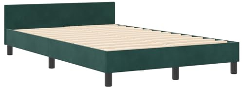 vidaXL Dunkelgrünes Samt-Bettgestell 120 x 200 cm mit Diamantblock-Design, stabil und stylish, langlebig für Schlafzimmermöbel. Moderne Schlaflösung, geräumig und weich, minimalistisch.