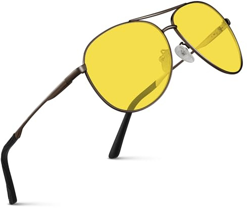 wearPro Pilot Night Driving Glasses-Anti Glare glasses for Men-Women-Polarised-Metal-Unisex-Sports-UltraLight-Vintage-Classic-UV400-Yellow Lens Night Vision For Driving,Fishing,Running