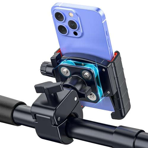 Marsrider 3rd Gen Shockproof Bike Phone Holder, Anti Vibration Motorcycle Phone Mount with Secure Lock, Universal Handlebar Mount for E-Bike, Electric Scooter, Bicycle, ATV, Fits 4.7-7 Inch Phones