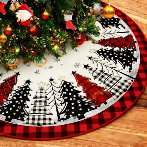 Weihnachtsbaum Decke, LMSHOWOWO Weihnachtsbaum Rock Rot, 122cm Tannenbaum Decke Baumdecke Weihnachten für Christbaumschmuck Weihnachtsfeierdekorationen