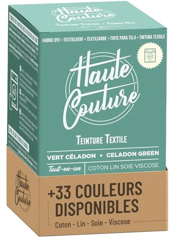 Haute Couture - Textilfarbe All-in-One - Seladongrün - 350g | Einsatzbereit - Waschmaschinenfärbung - Baumwolle, Leinen, Seide & Viskose - Über 33 Farben - Intensiv & Langanhaltend