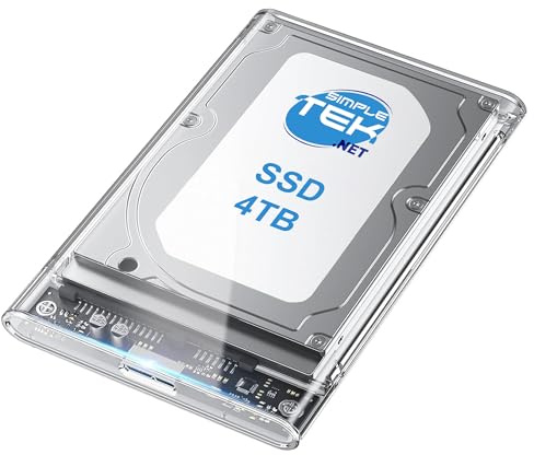 SIMPLETEK – Caddy Adaptateur Externe Boîte Portable Transparent SSD 2,5 Avec 4TB | SATA, USB 3.0, 5Gbps
