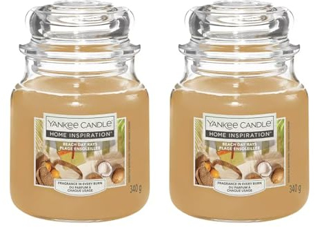 Yankee Candle | Twin Pack | 2x340g Medium Jar Candle | Home Inspiration | Scented Candle | Up to 60 Hours Burn Time (Beach Day Rays)