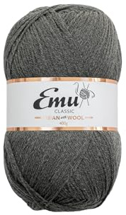 Emu Classic Aran with Wool 400g Ball Acrylic Blend Yarn 840m, Storm Grey - 213