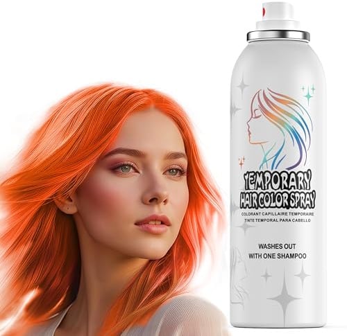 Temporäre Haarfarbenspray | 150ml Sofort Haarfarbenspray für Erwachsene & Kinder | Waschbar & Nicht Klebend, Sanfte Formel, Orange | Halloween, Cosplay, Kostümparty, Feste