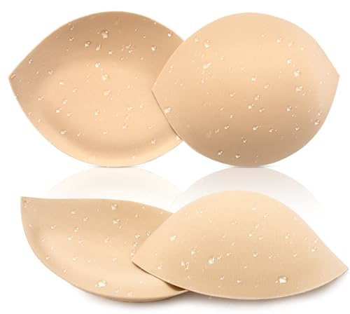 Nimiah Waterproof Bra Inserts Push up Sewing for Bikini Sports Tops, 2Pairs | Waterproof, Sew-In Push-Up Pads, Soft Quick-Dry Foam, Non-Slip Edges, Adds Cleavage, Fits Bikini & Sports Top Cups