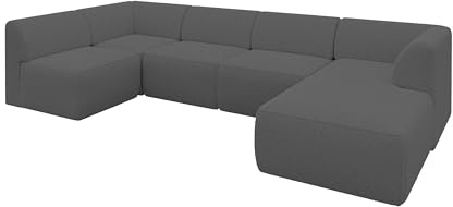 ALTDECOR Ecksofa in U-Form Corner Sofa Bett Eckcouch Couch L-Form Wohnlandschaft Cauchsofa MOVO 345x180x78 Grau