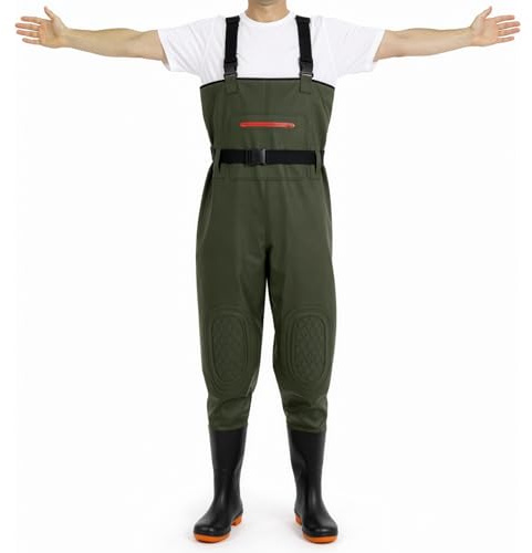 SUNNYNEST Chest Waders with Boots, Rain Trouser, Waterproof PVC Fishing | Waders with Adjustable Suspenders, Anti-Slip Sole Pond Waders for Men Women Unisex