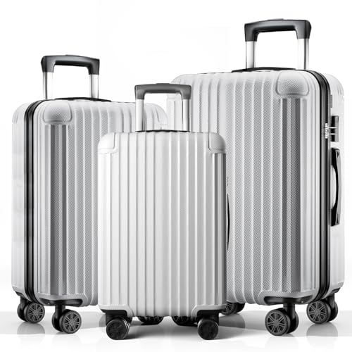 ABISTAB Voyager ABS-Kofferset 3-teilig S+M+L, 360°-Doppelrollen, Silber | Drei Größen S, M und L, flexible Reiseauswahl, Zahlenschloss, geordneter Innenraum, platzsparend verstaubar
