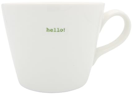 Keith Brymer Jones - Word Range - Standard Ceramic White Mug - Hello! (Green) - 350ml - Gift Boxed