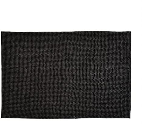 Allure Bobble Chenille Large Bath Mat Non Slip 60 x 90cm - Soft, Absorbent, Easy Care (Black)