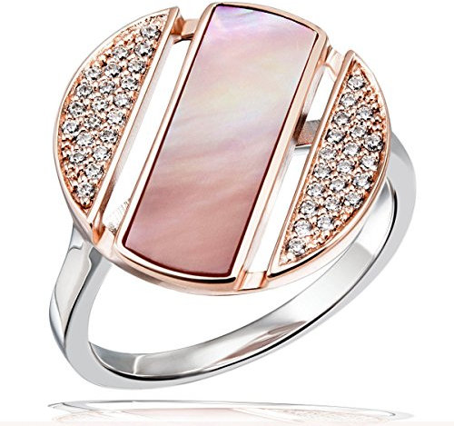 Goldmaid Damenring lovely rosé 925 Sterlingsilber Ring rosévergoldet 1 Perlmutt rosa 42 Zirkonia