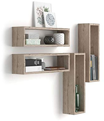 MOBILI FIVER, 4er-Set Iacopo Würfelregale, Eiche, Made In Italy