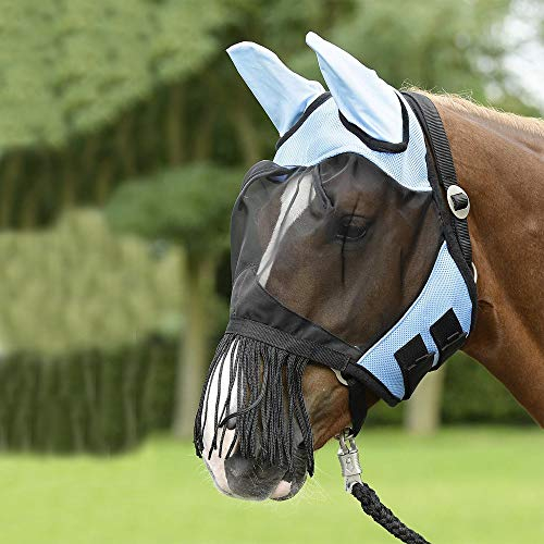 BUSSE everline Fliegenmaske FLY COVER FRANSEN Warmblut, hellblau/schwarz