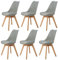 DORAFAIR 6er Skandinavischen Retro Design Gepolsterter lStuhl Kunststoff PP Esszimmerstühle,mit Massivholz Buche Bein,Grau