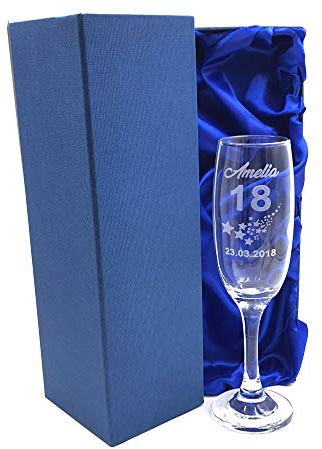 18th Birthday Gift - Personalised Champagne Flute With Gift Box