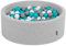 KiddyMoon Bällebad 90X30cm/200 Bälle ∅ 7Cm Bällepool Mit Bunten Bällen Für Babys Kinder Rund, Hellgrau:Grau/Weiß/Türkis