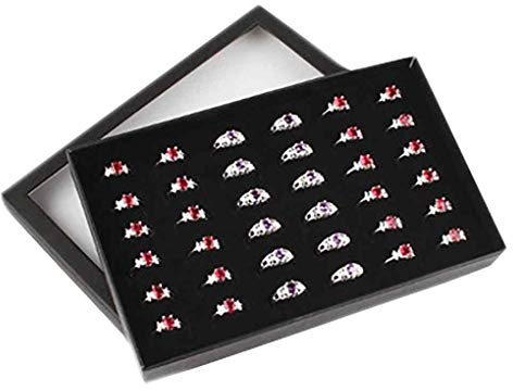 Transparent Window PVC 36 Slots Ring Box Tray Storage Show Case Earrings Jewelry Display Holder Organizer (1)