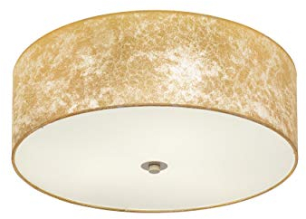 EGLO Deckenlampe Viserbella, 3 flammige Deckenleuchte Vintage, Wohnzimmerlampe aus Stahl und Textil in Champagner, Gold, Küchenlampe, Flurlampe Decke mit E27 Fassung, Ø 47 cm