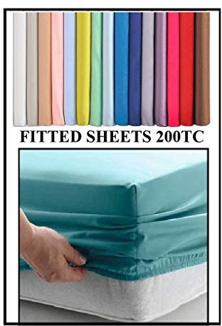 2' 6 SMALL SINGLE (Hotel Quality) FITTED SHEET (30 x 75 x 10 Deep Box) 200 Thread Count DUCK EGG BLUE