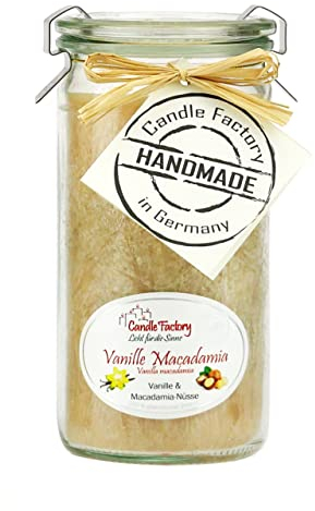 Mini-Jumbo Kerze im Weck-Glas in tollen Farben Duft: Vanille-Macadamia