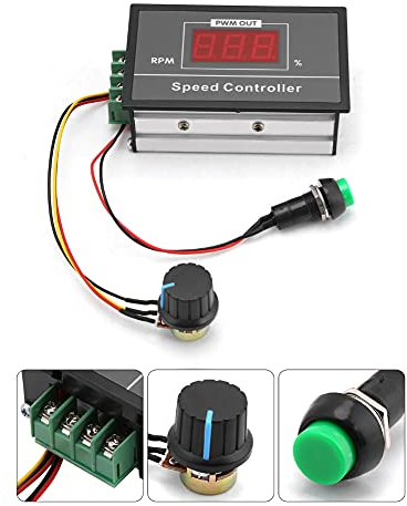Speed Controller, DC 6-60V 12V 24V 36V 48V 30A PWM DC Motor Speed Controller, PWM DC Stepless Speed Controller, with Momentary Start/Stop Switch/Speed Control Potentiometer
