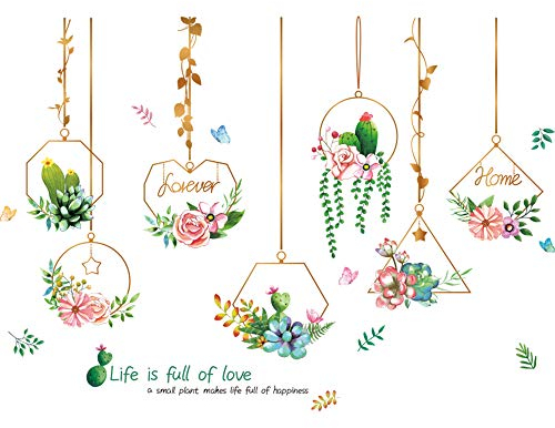 BuerHomie Groß Wandtattoo, Blumen Wandaufkleber Wohnzimmer Schlafzimme, selbstklebend und abnehmbar, einfach für Wand/Möbel-Dekoration zum Selbermachen