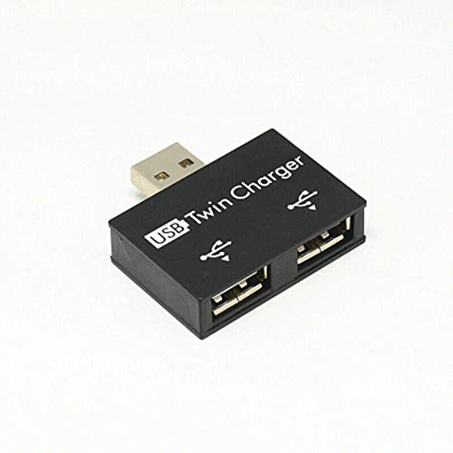 USB Double Adapter 2 Port for Laptop Hub Adapter 2.0 Male Twin Charger/Converter (Black), Double USB Adapter, Single USB to Multiple, Dual USB Adapter, USB Splitter 2 Port, Mini USB Hub