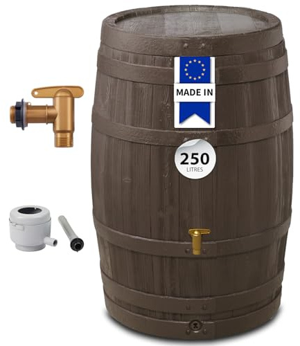 4rain Kit Récupérateur d'eau Pluie Tonneau Vino 250L Brun foncé