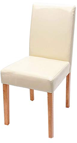 Esszimmerstuhl Littau, Küchenstuhl Stuhl, Kunstleder - Creme, helle Beine