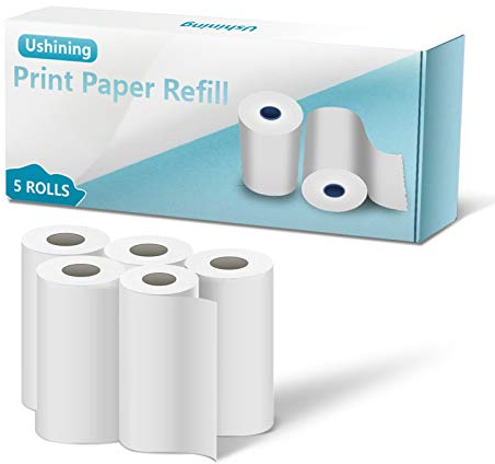 Ushining 5 Rollos de Papel de impresión para cámara Infantil, impresión instantánea, Papel térmico, Recambio (Longitud: 23,95 pies y Anchura: 2,28 Pulgadas)