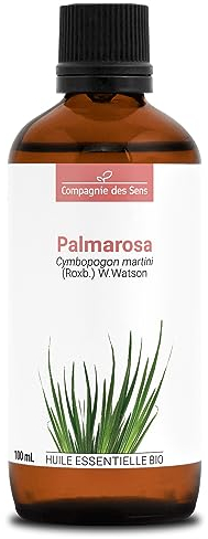 PALMAROSA (Cymbopogon martini) BIO - 100mL - Huile Essentielle de Qualité Premium - 100% Pure, Naturelle, garantie ChromaCert® - Chémotypée & Intégrale