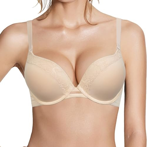 Pushlus Damen Push-up Push-Up | Sexy Spitze, Unterstützung, fügen Sie eine Körbchen hinzu, verstellbare Träger