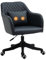 Vinsetto PU Leather Office Chair, Desk Chair, Makeup Vanity Chair with Massage Lumbar Pillow and Rolling Wheels for Bedroom and Home, Deep Blue