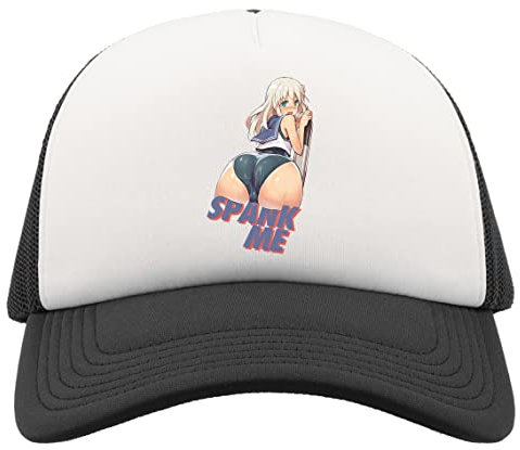 Sexy Anime Butt Hentai Please Spank Me Half Mesh Trucker Cap Baseball Hat Snapback Black