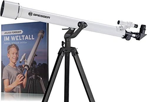 BRESSER Classic 60/900 AZ Linsenteleskop mit Buch ''Julius forscht im Weltall''
