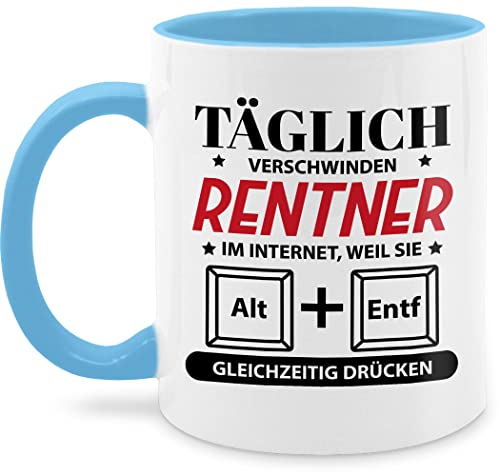 Tasse Tassen 325ml - Täglich verschwinden Rentner im Internet - 325 ml - Hellblau - rente geschenk rentnertasse retirement pc teetasse lustige geschenke ruhestand pensionsgeschenke
