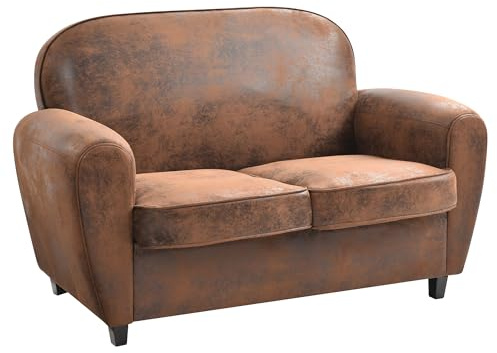 HOME DECO FACTORY Regal Standregal Bambus 4 Ablagen Natur | Vintage-Clubsofa aus Holz und Polyester, bequeme Sitzfläche, für Wohn- oder Schlafzimmer, 139 x 87 x 79 cm, braun