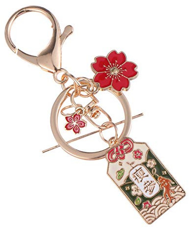 SOIMISS Porte- Clés de Style Cherry Blossoms Bague Clé Fengshui Chaînes de Clés Bonne Chance Keychain Décoratif Symbole de La Fortune Symbole Keyring Cadeau de Remise des Diplômes