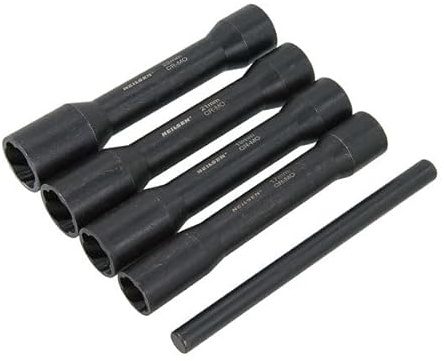 Neilsen CT4022 5pc Bolt Extractor Set - 1/2 Dr | Twist Socket Set | Sizes 17–22mm x 150mm Long | 12mm x 150mm Punch Bar | Ideal for Removing Deformed or Damaged Nuts