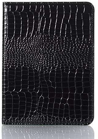 Compatibile con iPad 11th (A16) 11'' 2025, iPad 10th 10.9'' 2022 Custodia da donna, DMaos Crocodile in pelle sintetica Folio Smart Cover con porta matite per carte - Nero
