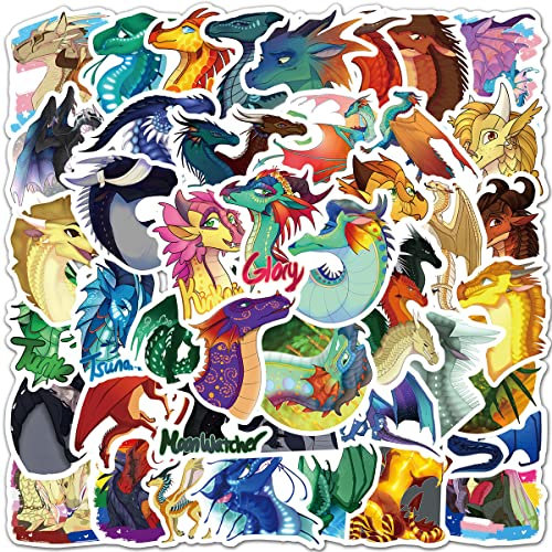 50 Stück Wings of Fire Aufkleber für Laptop, Stoßstange, Skateboard, Wasserflaschen, Computer, Telefon, Gitarre, Cartoon-Aufkleber für Kinder, Teenager und Erwachsene