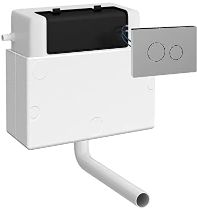 nuie XTY011M01 Ceramics Accessories Pneumatic Dual Flush Universal Access Concealed Cistern and Push Button Plate, 296mm, Chrome