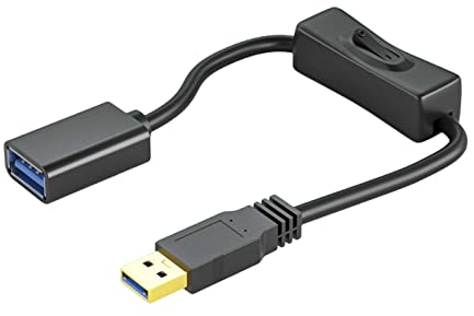 Diarypiece Cavo di prolunga USB 3.0 a testa dritta con interruttore On Off, supporto di alimentazione di trasferimento dati per ventilatore alimentato tramite USB