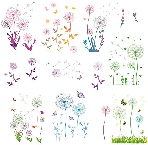 craspire Löwenzahn-Aufkleber, Bunte Pflanzenaufkleber, Blumen-Fensteraufkleber, Wasserdicht, Entfernbar, Vinyl-Wandkunst Für Toilette, Schlafzimmer, Wohnzimmer, Dekoration