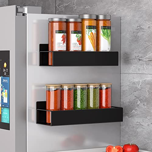 Coovee 2 Pezzi Porta Spezie Magnetico Organizer per Frigorifero,Mensola Cucina,Punch-Free Salvaspazio Portaspezie(Ripiano laterale frigorifero)