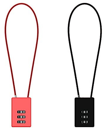 Lot de 2 cadenas à code avec câble de 40 cm à combinaison à 3 chiffres pour casque de moto, casier de gym, armoire de classement, boîte à outils, valise